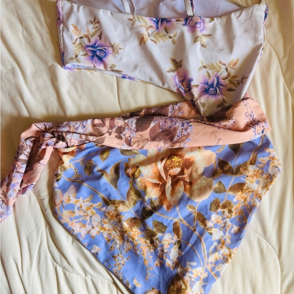 Floral Strapless Swimsuit and Wrap Skirt Set - Picture 6 of 6